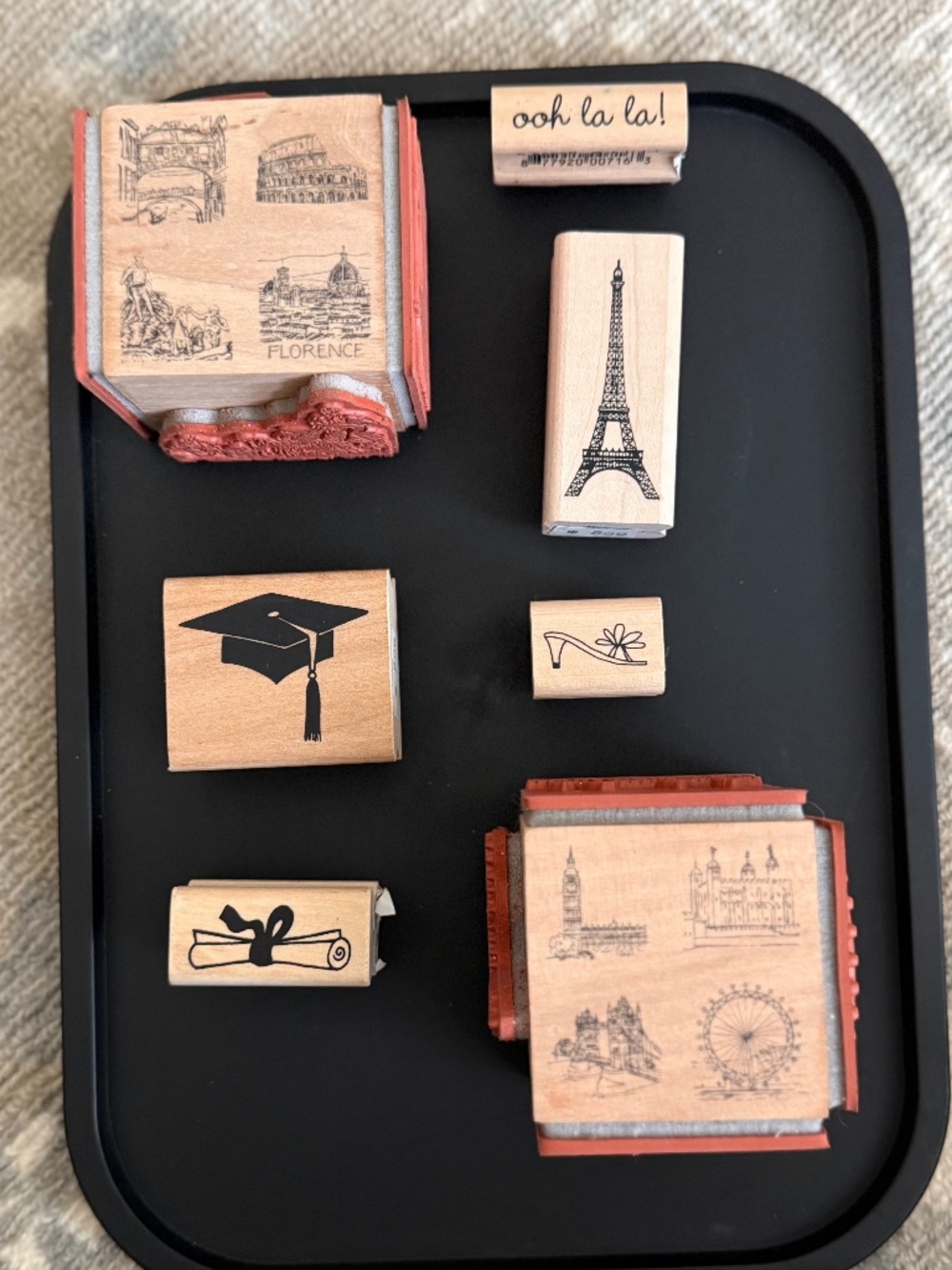 Graduation Vacation Celebration Travel Cities Paris Bundle of Rubber Stamps - 7